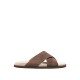 Brunello Cucinelli Cross-Strap Suede Slides 'Brown'