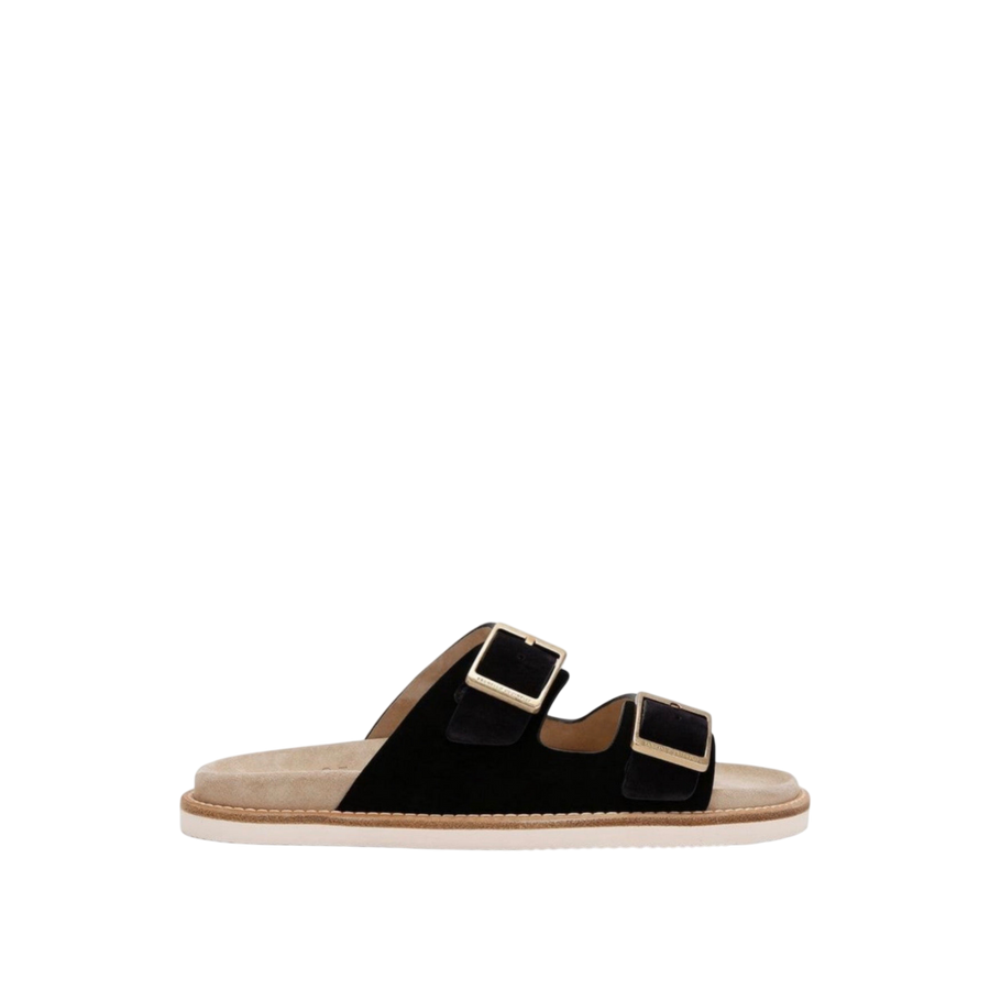 Brunello Cucinelli Double-Strap Suede Sandals 'Black'
