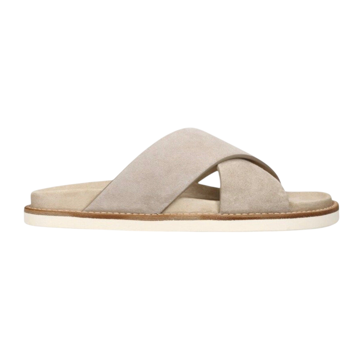 Brunello Cucinelli Cross-Strap Suede Sandals 'Beige'