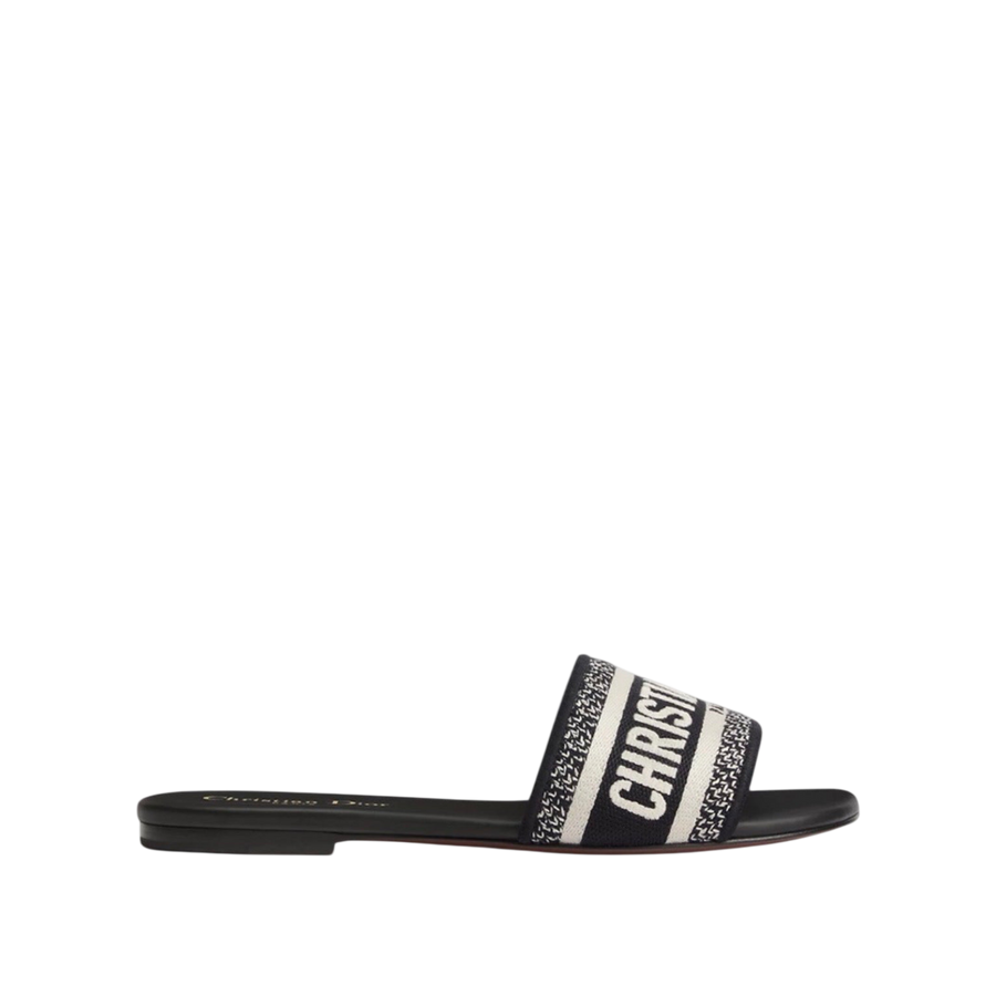 Dior Dway Slide Embroidered Cotton 'Black'