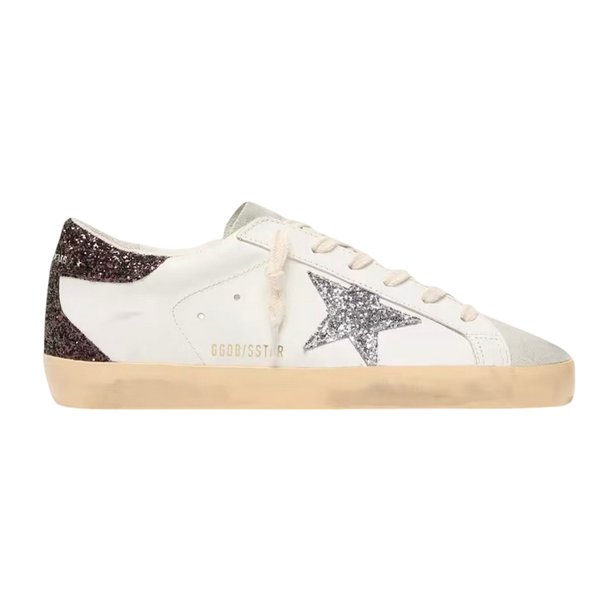 Golden Goose Super-Star 'White / Silver Glitter / Burgundy'
