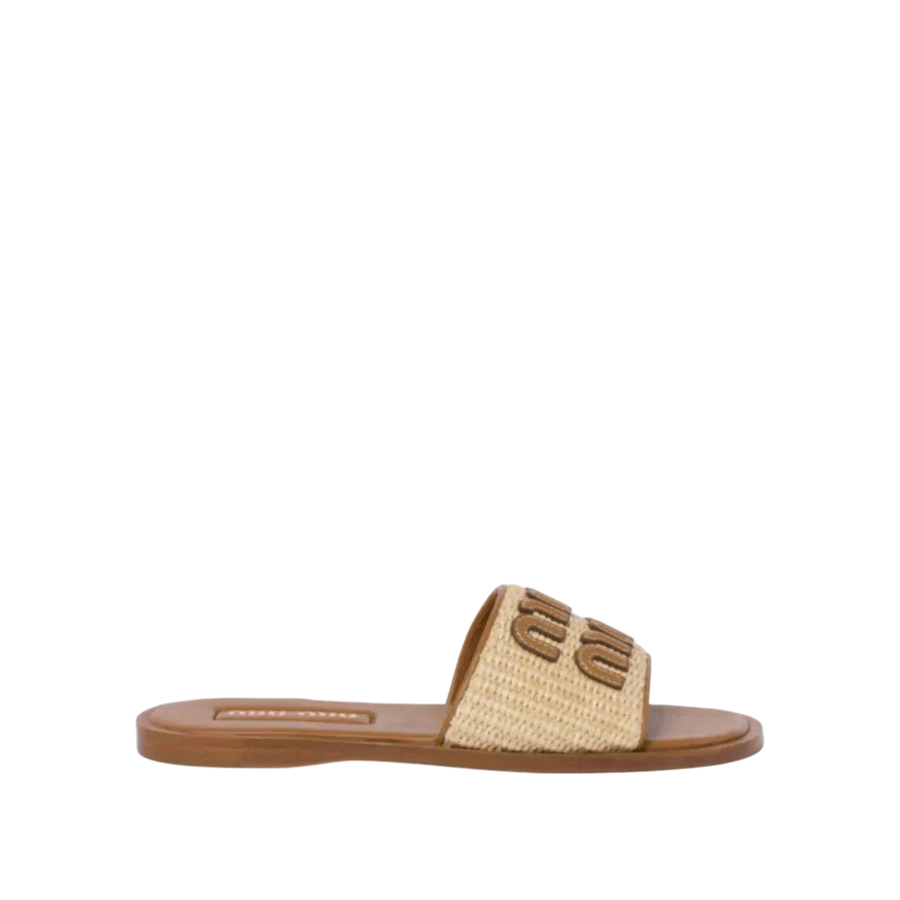 Miu Miu Woven Raffia Slide 'Natural'
