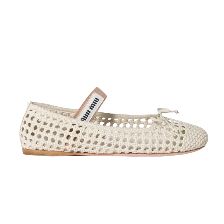 Miu Miu Woven Nappa Ballerina 'Cream'