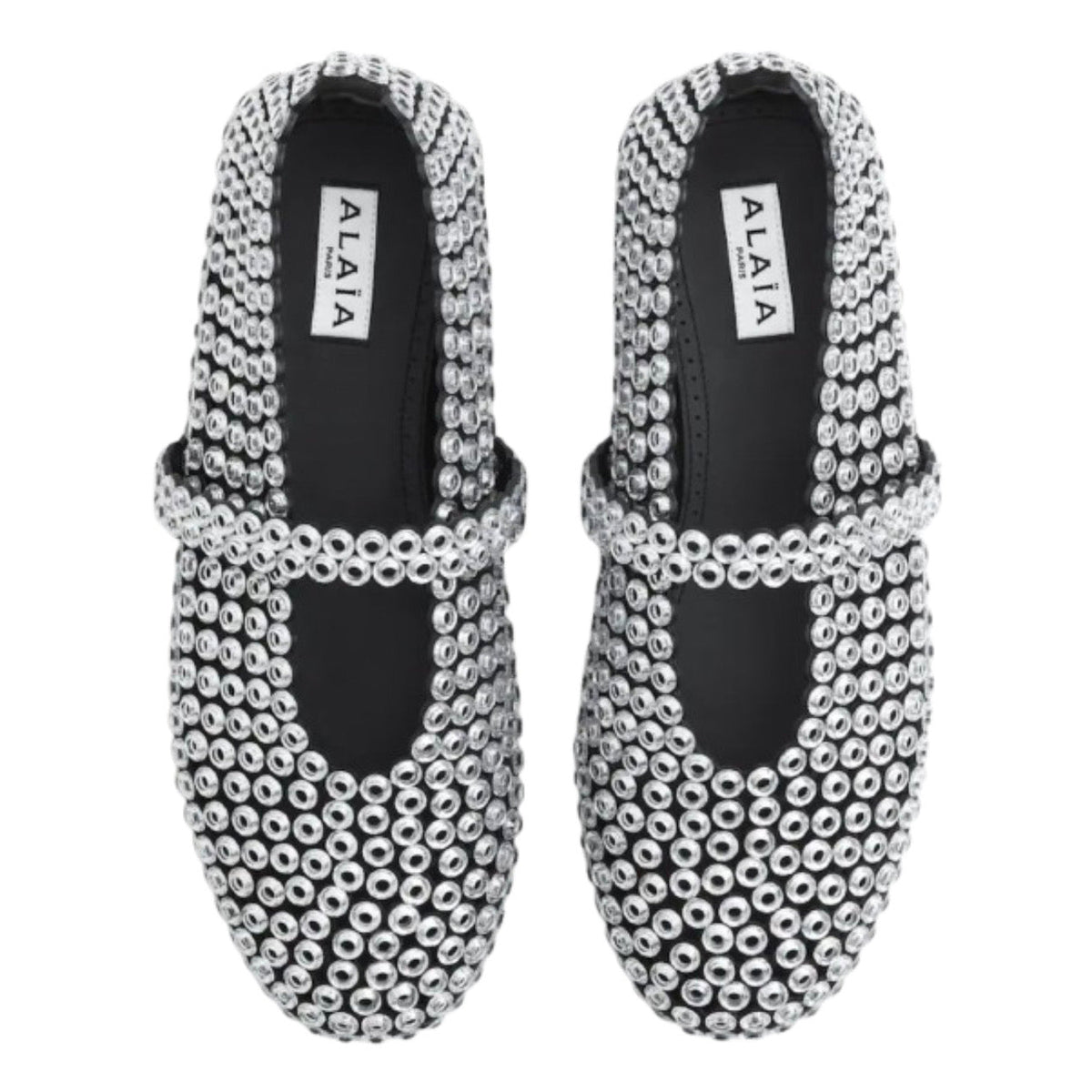 ALAÏA Glass-Embellished Ballet Flats 'Silver'