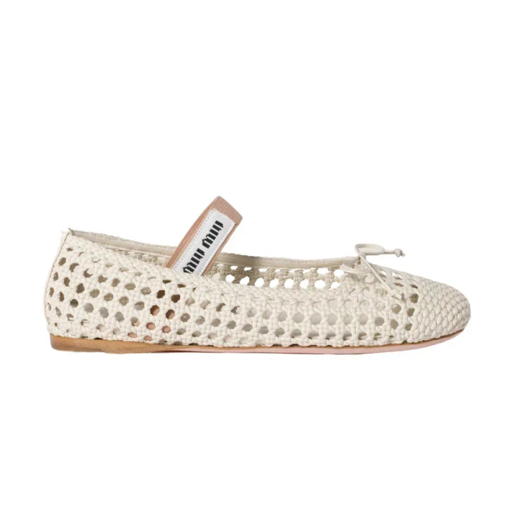 Miu Miu Woven Nappa Ballerina 'Cream'