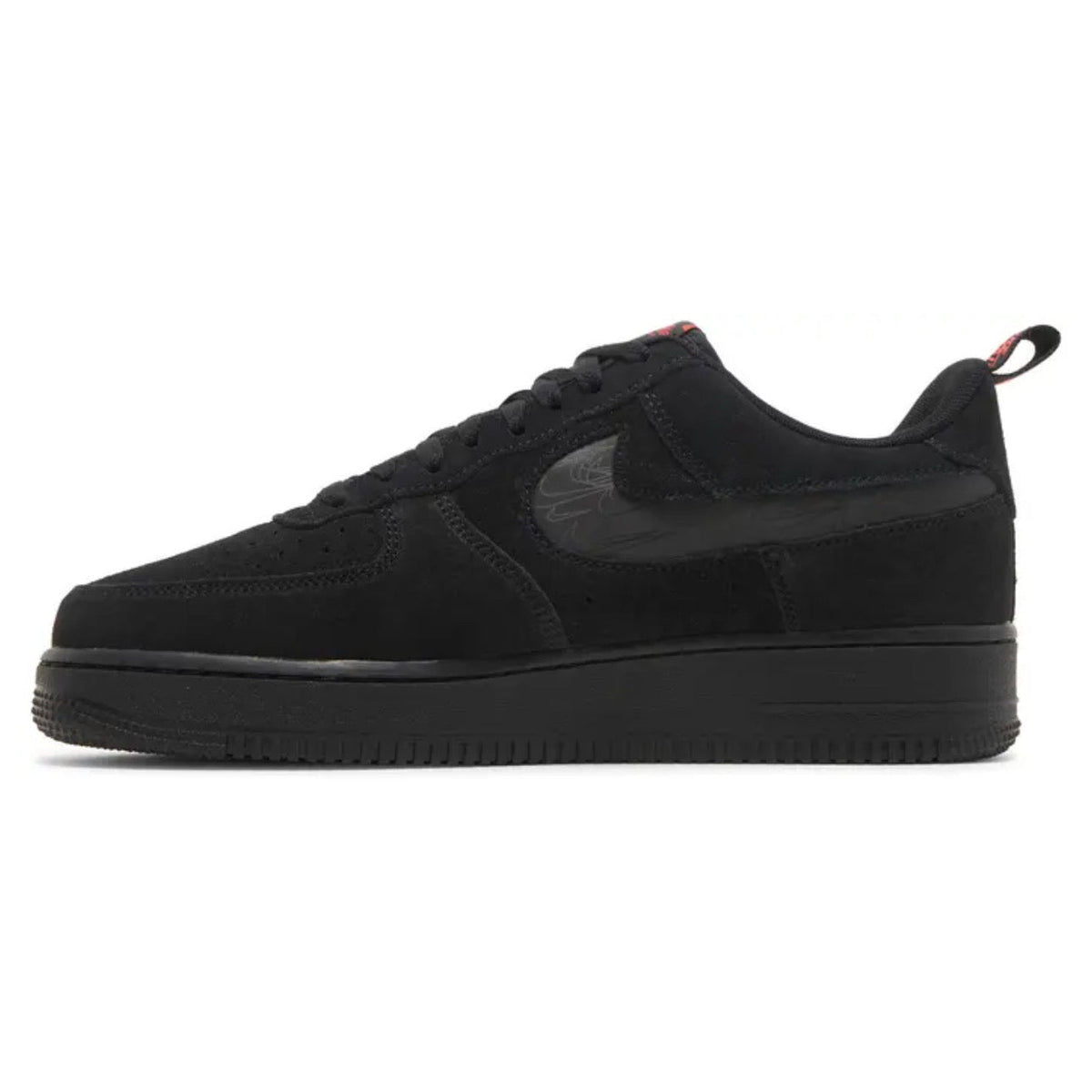 Nike Air Force 1 '07 LV8 'Reflective Swoosh' 'Black / Crimson'