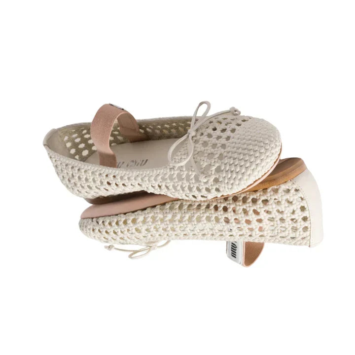 Miu Miu Woven Nappa Ballerina 'Cream'