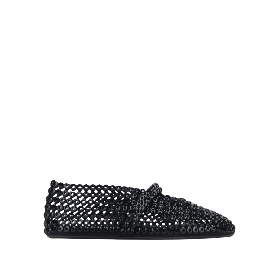 ALAÏA Glass-Embellished Ballet Flats 'Black'