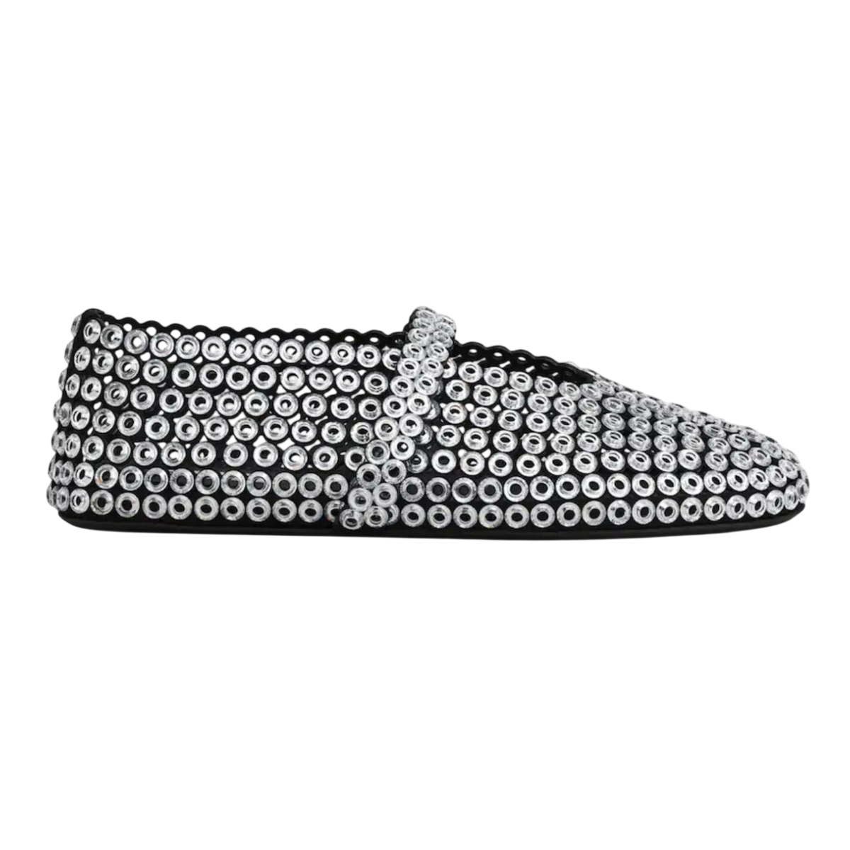 ALAÏA Glass-Embellished Ballet Flats 'Silver'
