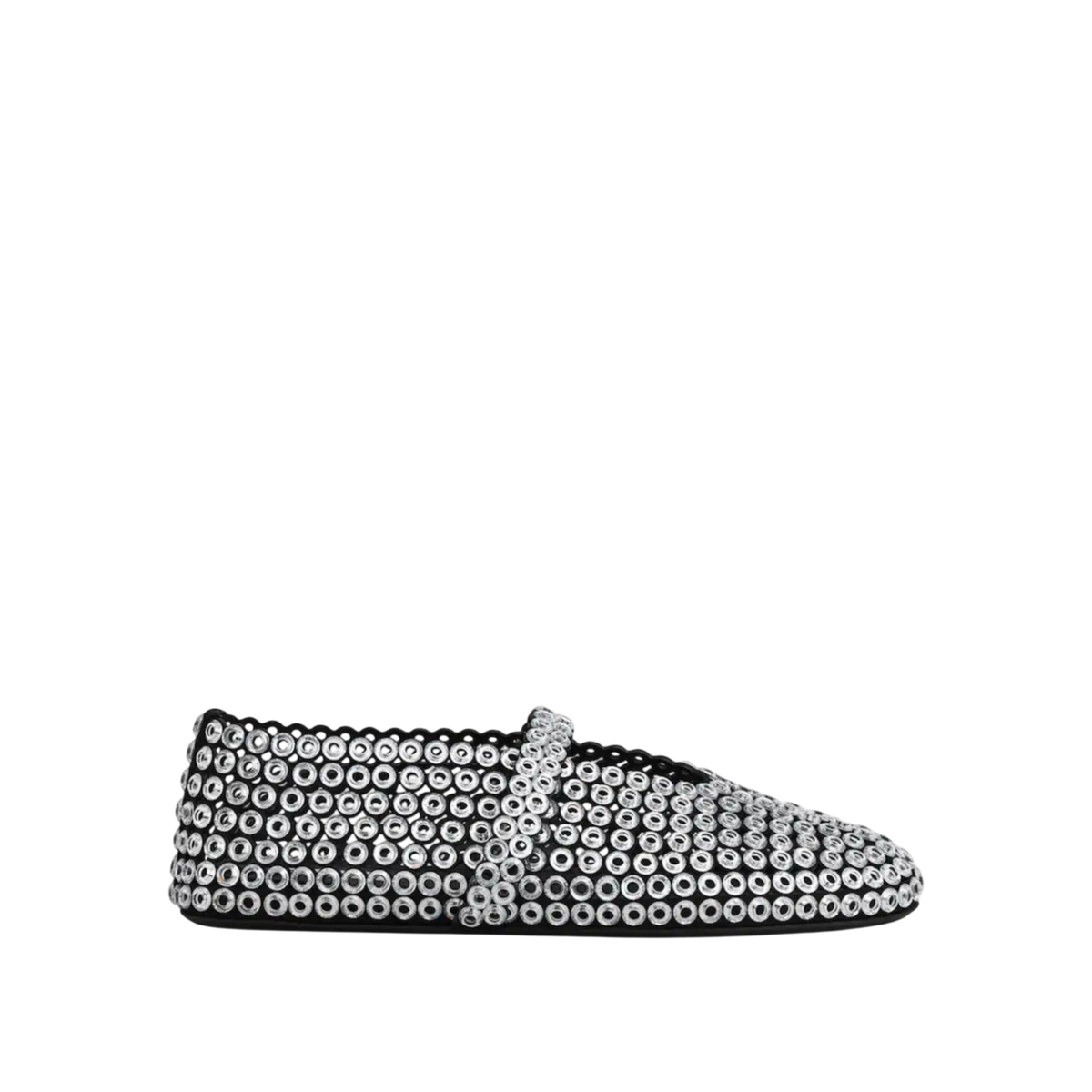 ALAÏA Glass-Embellished Ballet Flats 'Silver'