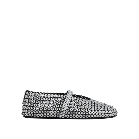 ALAÏA Glass-Embellished Ballet Flats 'Silver'