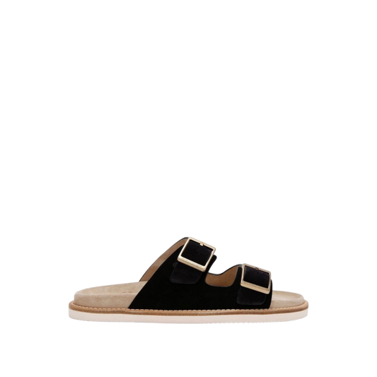 Brunello Cucinelli Double-Strap Suede Sandals 'Black'