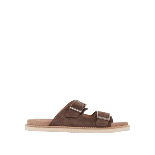Brunello Cucinelli Double-Strap Suede Sandals 'Brown'