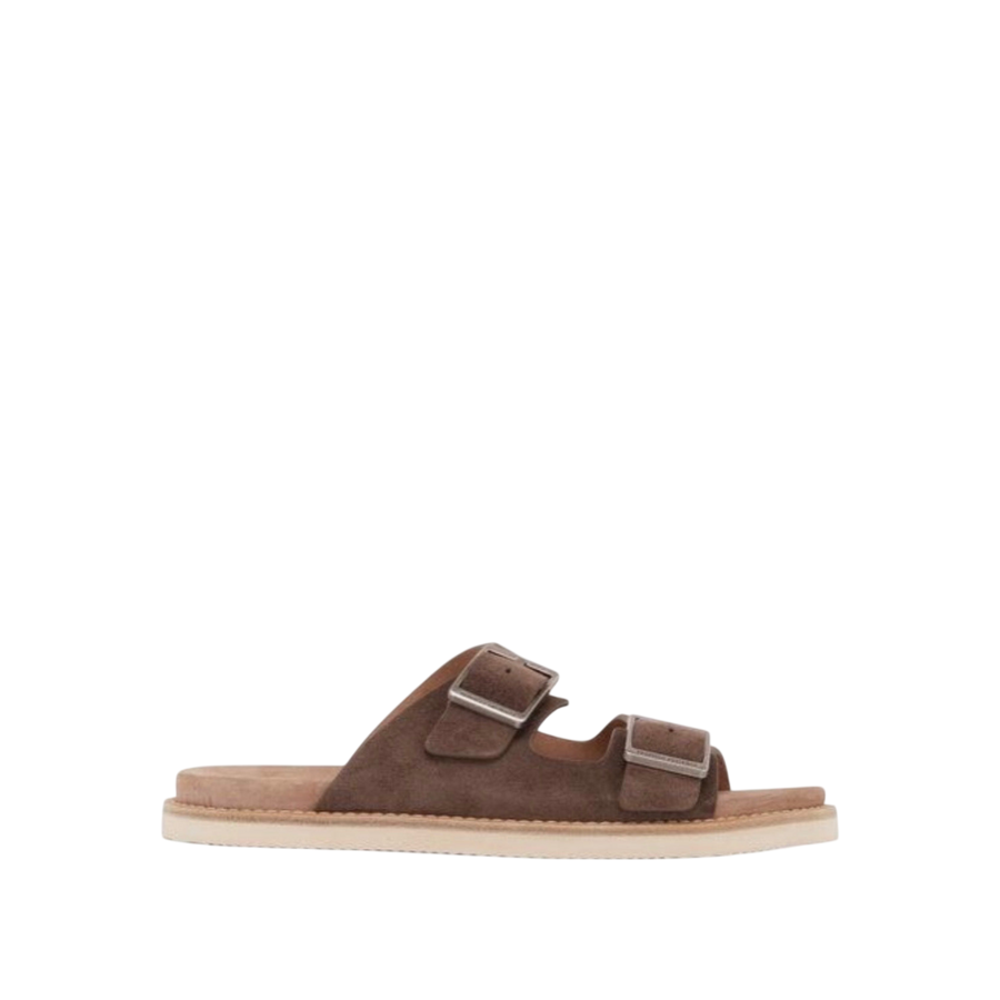 Brunello Cucinelli Double-Strap Suede Sandals 'Brown'