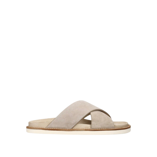 Brunello Cucinelli Cross-Strap Suede Sandals 'Beige'