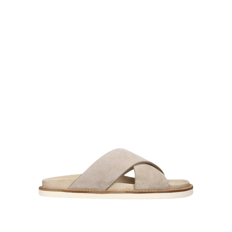 Brunello Cucinelli Cross-Strap Suede Sandals 'Beige'