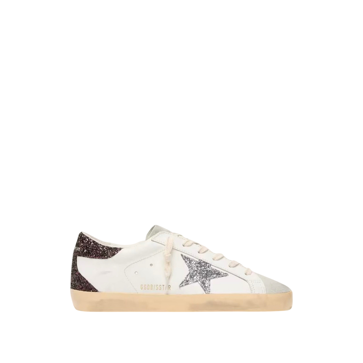 Golden Goose Super-Star 'White / Silver Glitter / Burgundy'