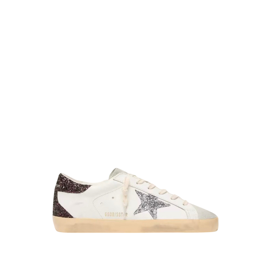Golden Goose Super-Star 'White / Silver Glitter / Burgundy'